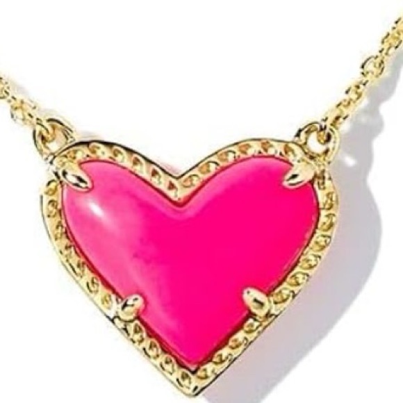 NEW Kendra Scott Ari Heart Adjustable Length Pendant Necklace in Pink - Picture 5 of 14